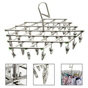 HOTBEST Stainless Steel Drying Rack with 35 Clips Space Saver Drip Sock Dryer Hanger Drying Pegs Hook for Laundry Clothes Socks Underwear